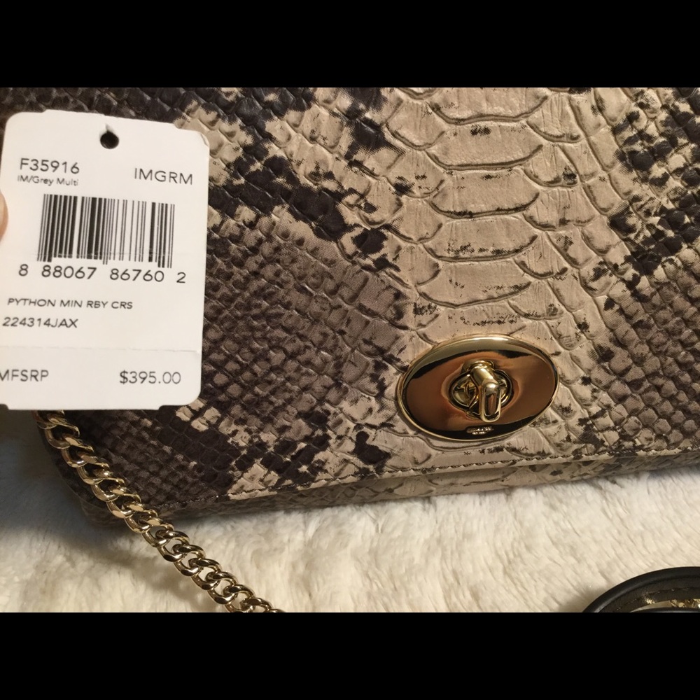 🐍 COACH PYTHON RUBY crossbody/cluth - Picture 5 of 8